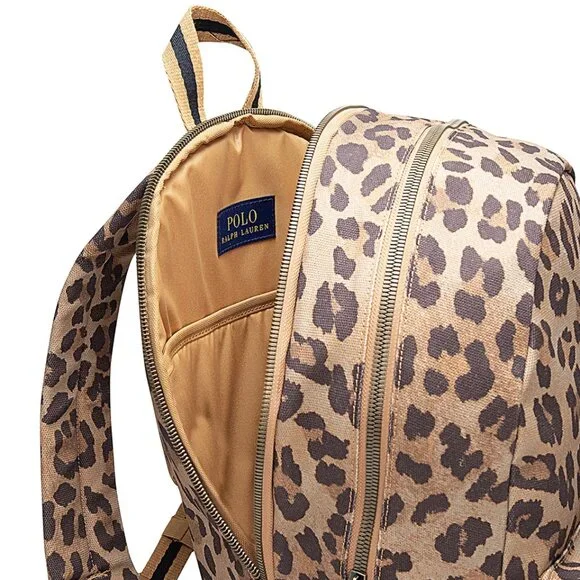 Ralph Lauren Polo Bear Leopard-Print Canvas Backpack NWT 17  display picture 2
